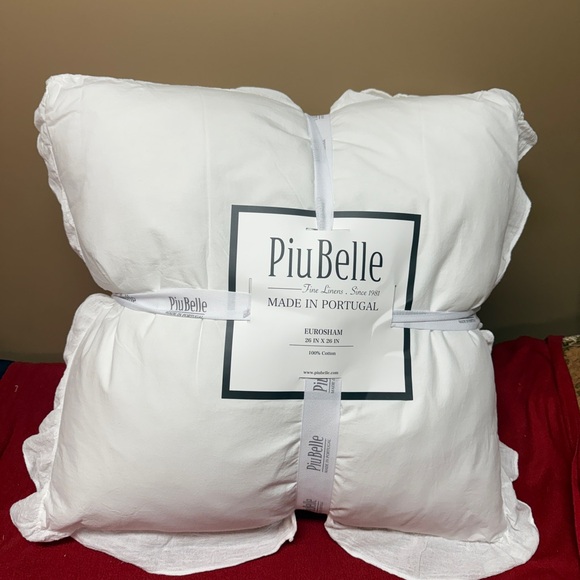 PiuBelle 2 Pck Cotton Euro Sham Filling Polyester White Gauze Ruffled Portugal - Picture 10 of 12